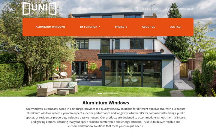 Screenshot of aluminiumwindowsedinburgh.co.uk