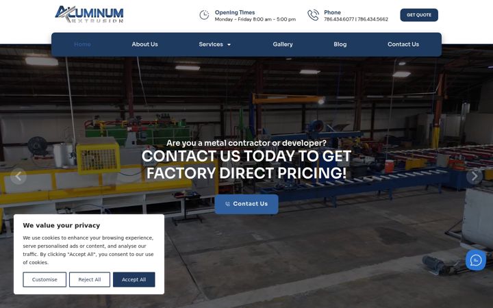 Captura de pantalla de aluminumextrusioncorp.com