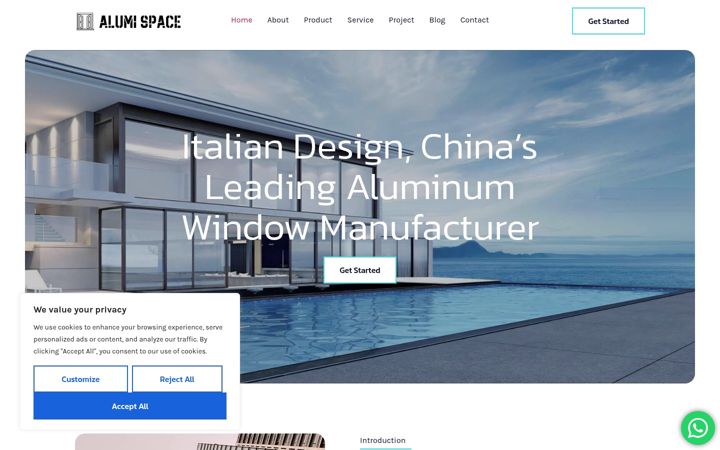 Screenshot of alumispace.com