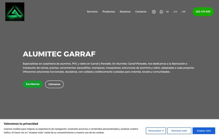 Skærmbillede af alumitecgarraf.com