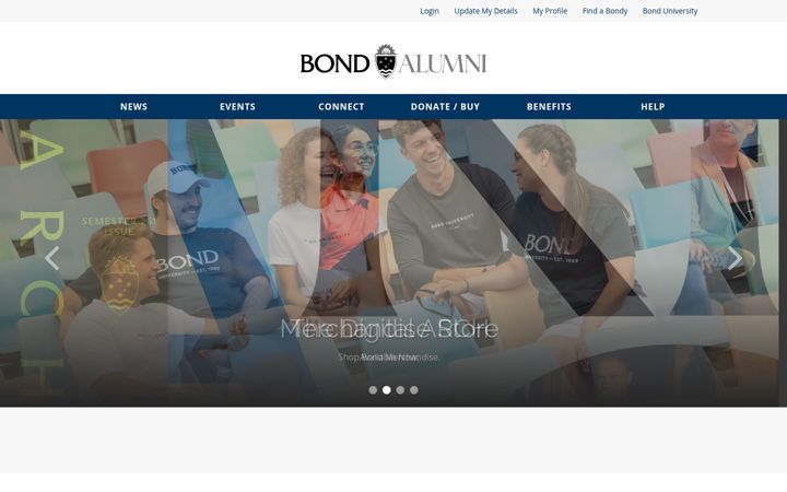 Skjámynd af alumni.bond.edu.au