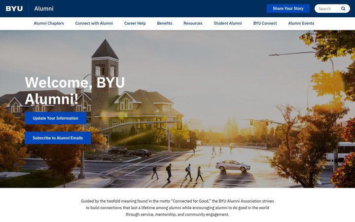 Kuvakaappaus sivustosta alumni.byu.edu