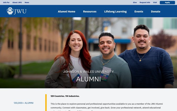 Screenshot of alumni.jwu.edu