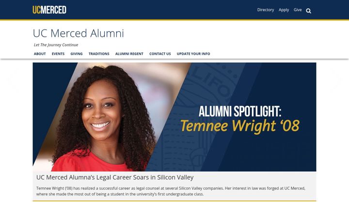Screenshot of alumni.ucmerced.edu