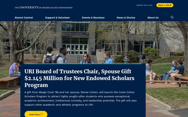Screenshot of alumni.uri.edu