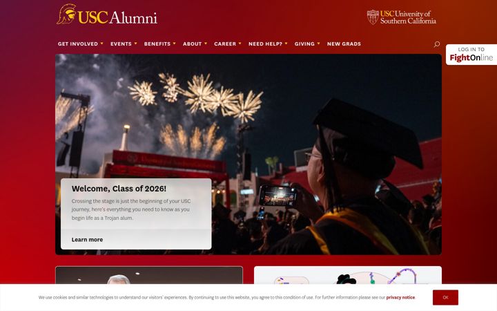 Screenshot of alumni.usc.edu