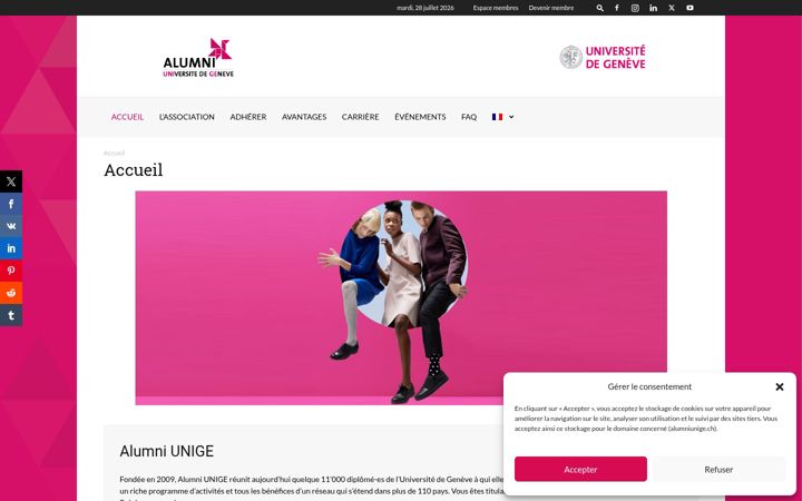 Posnetek zaslona alumniunige.ch