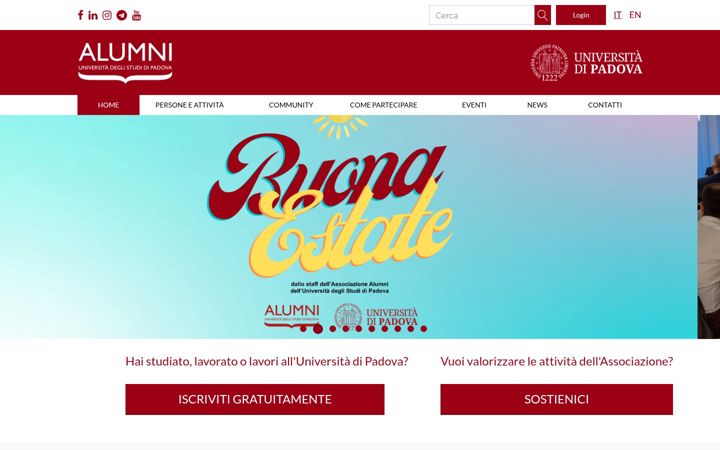 Ekraanipilt saidist alumniunipd.it
