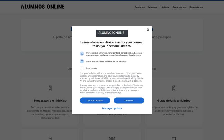 Screenshot of alumnosonline.com
