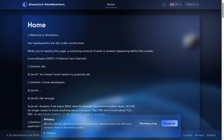 Screenshot of alunacore.com