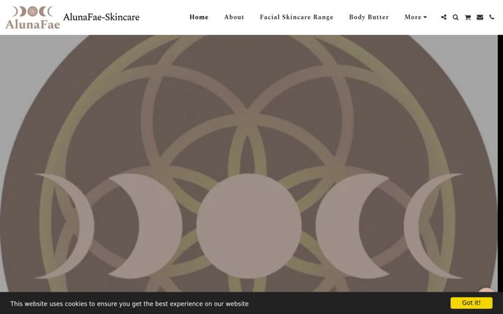 Screenshot of alunafae-skincare.co.uk