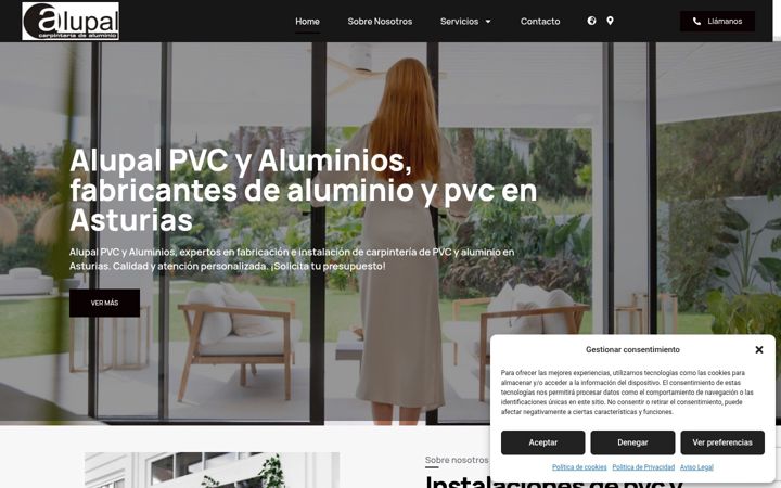 Screenshot of alupalpvcyaluminio.com