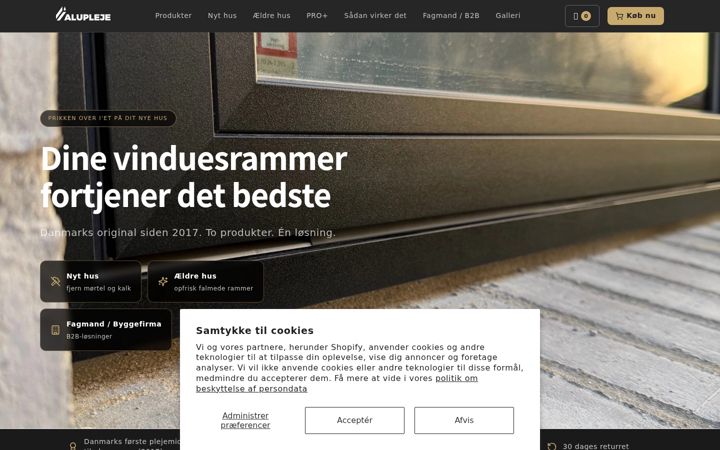 Screenshot stránky alupleje.dk