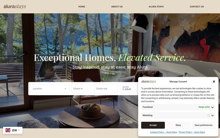 Screenshot of alurastays.com