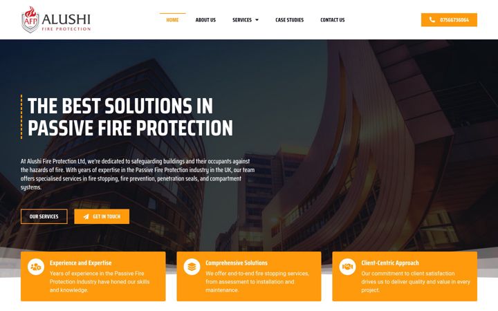 Ekraanipilt saidist alushifireprotection.co.uk