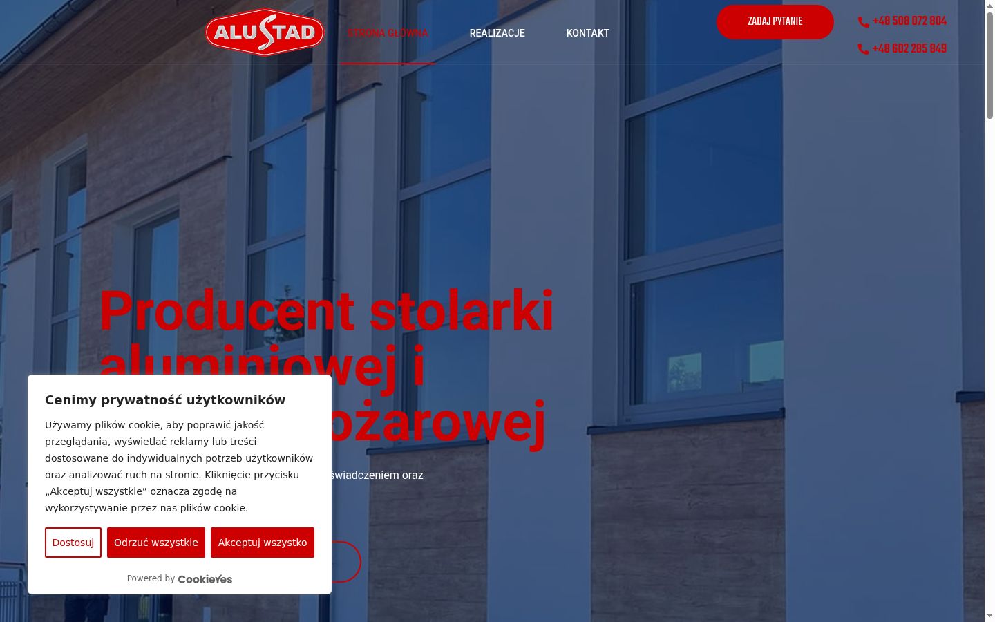Screenshot del banner di consenso mostrato prima di qualsiasi interazione