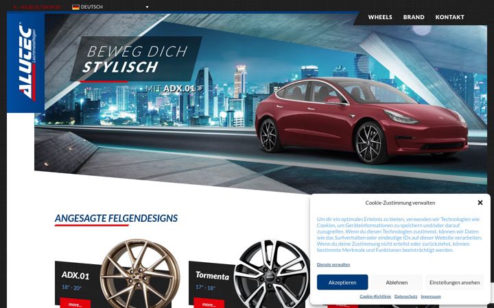 Screenshot of alutecwheels.ch