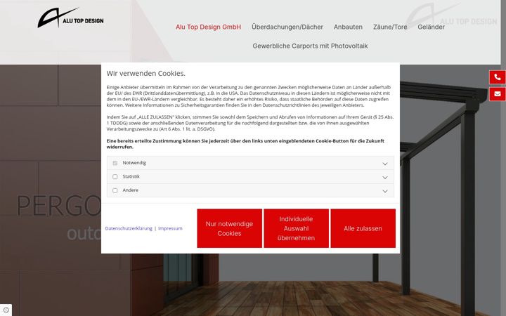 Skærmbillede af alutopdesign.de