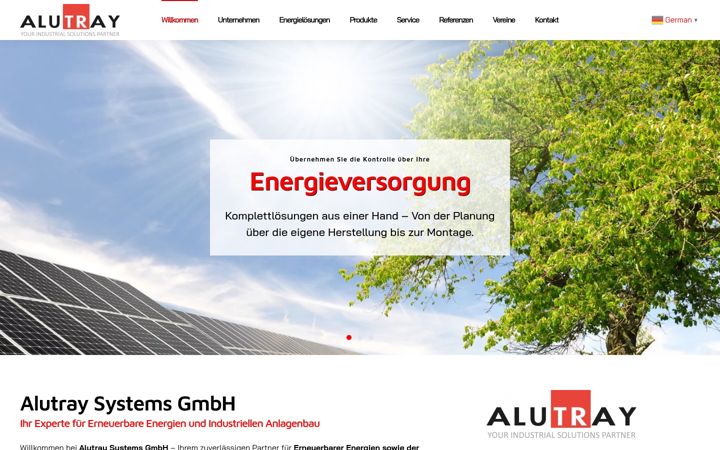 Skærmbillede af alutray-systems.de