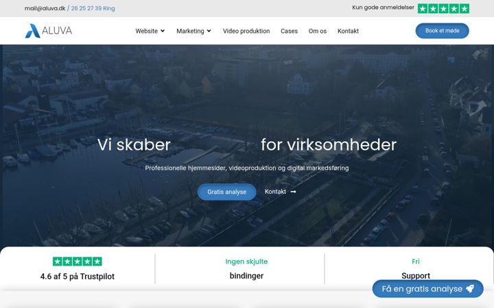 Skærmbillede af aluva.dk