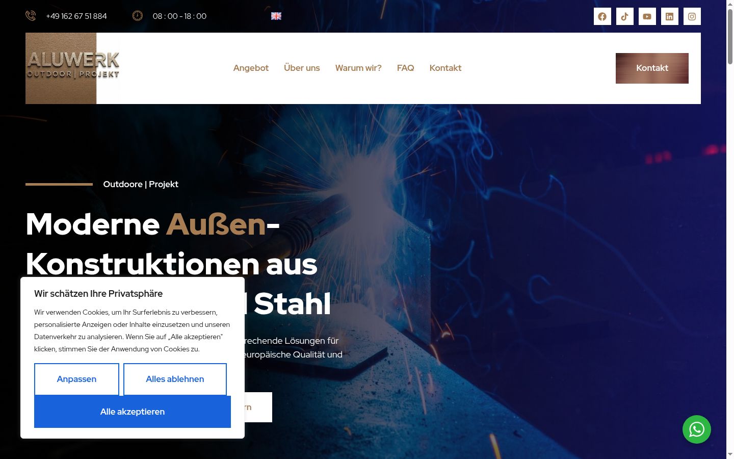 Screenshot des Einwilligungsbanners vor jeglicher Interaktion