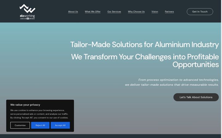 Screenshot ta' aluworking.com