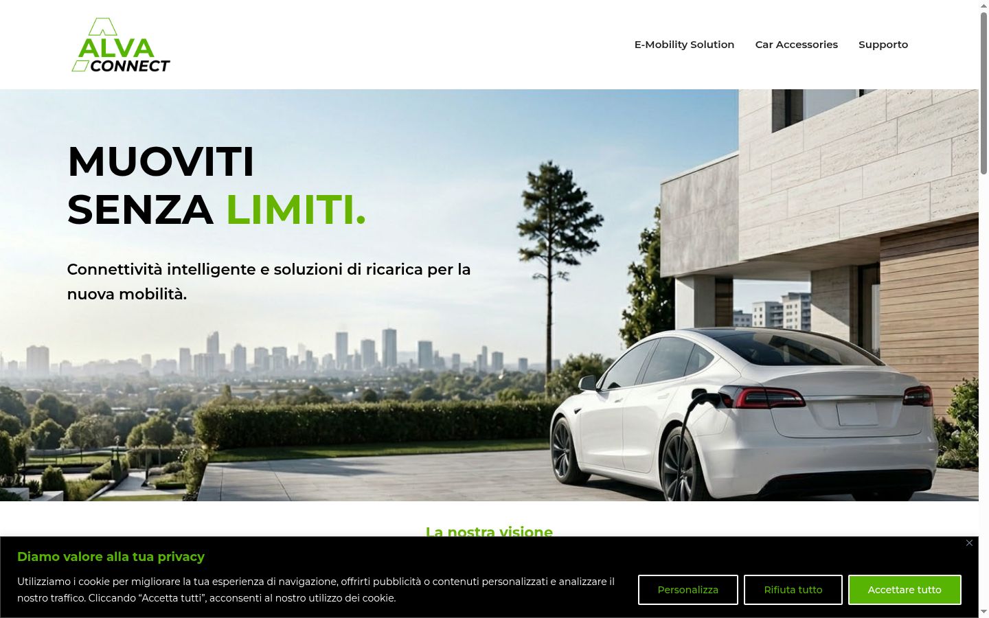 Screenshot del banner di consenso mostrato prima di qualsiasi interazione