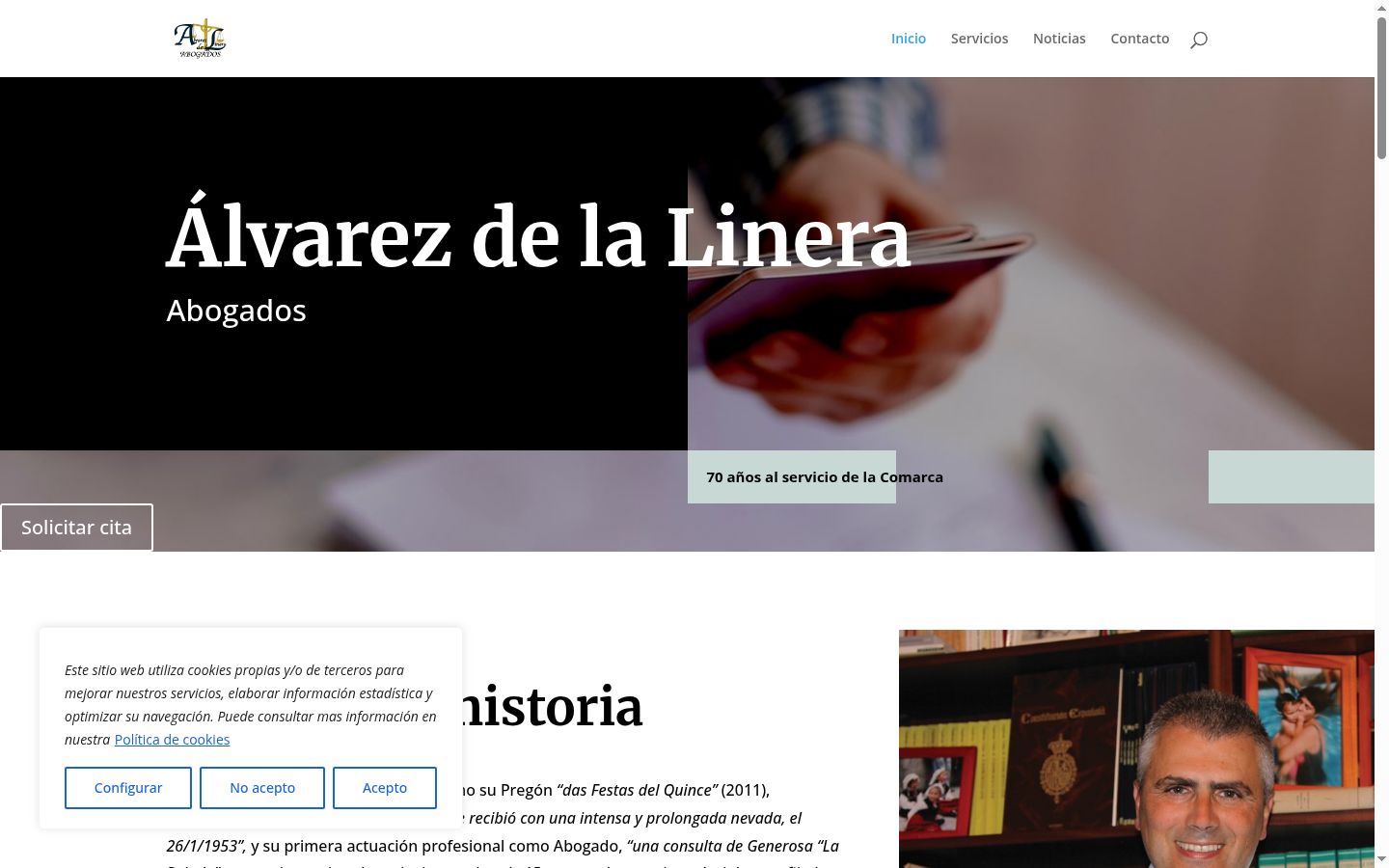 Captura de ecrã do banner de consentimento apresentado antes de qualquer interação