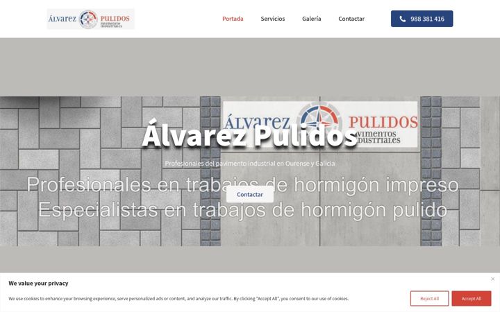 Kuvakaappaus sivustosta alvarezpulidospavimentosindustriales.es