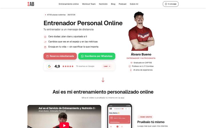 Screenshot of alvarobuenoworkout.com