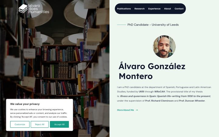 Ekraanipilt saidist alvarodoeshumanities.com