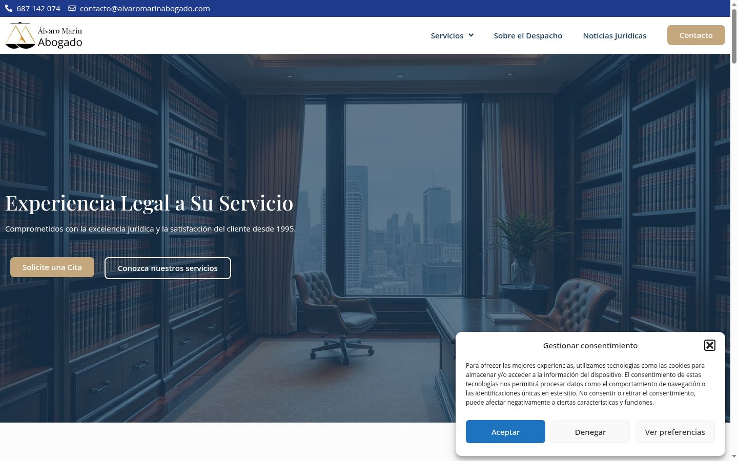 Screenshot del banner di consenso mostrato prima di qualsiasi interazione