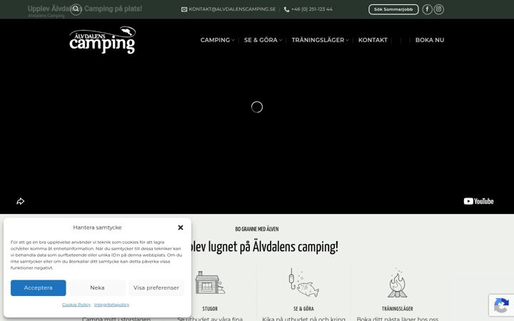 Posnetek zaslona alvdalencamping.se