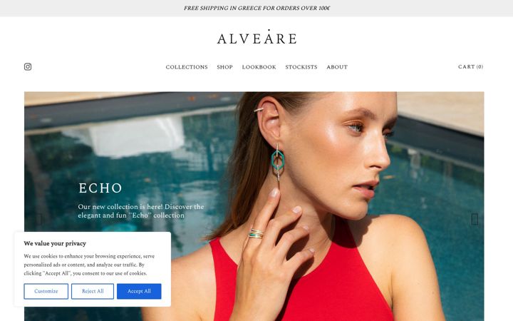 Screenshot of alvearejewelry.com