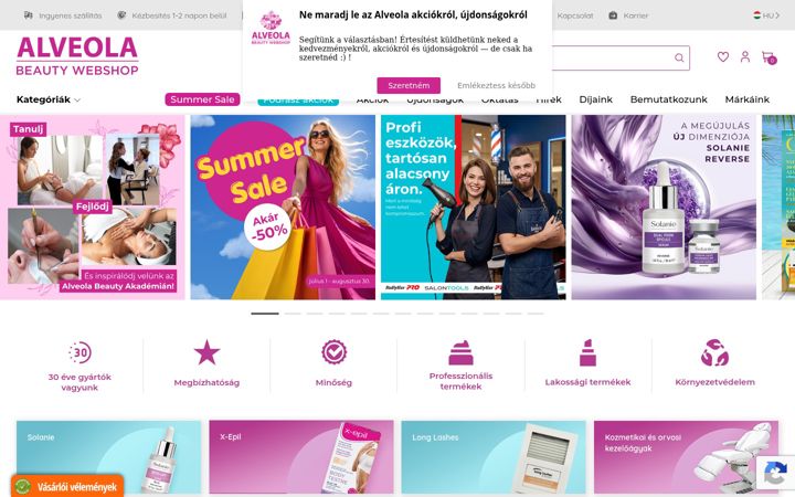 Screenshot του alveolashop.hu