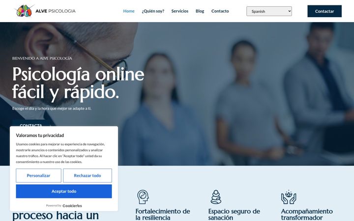 Screenshot of alvepsicologia.com