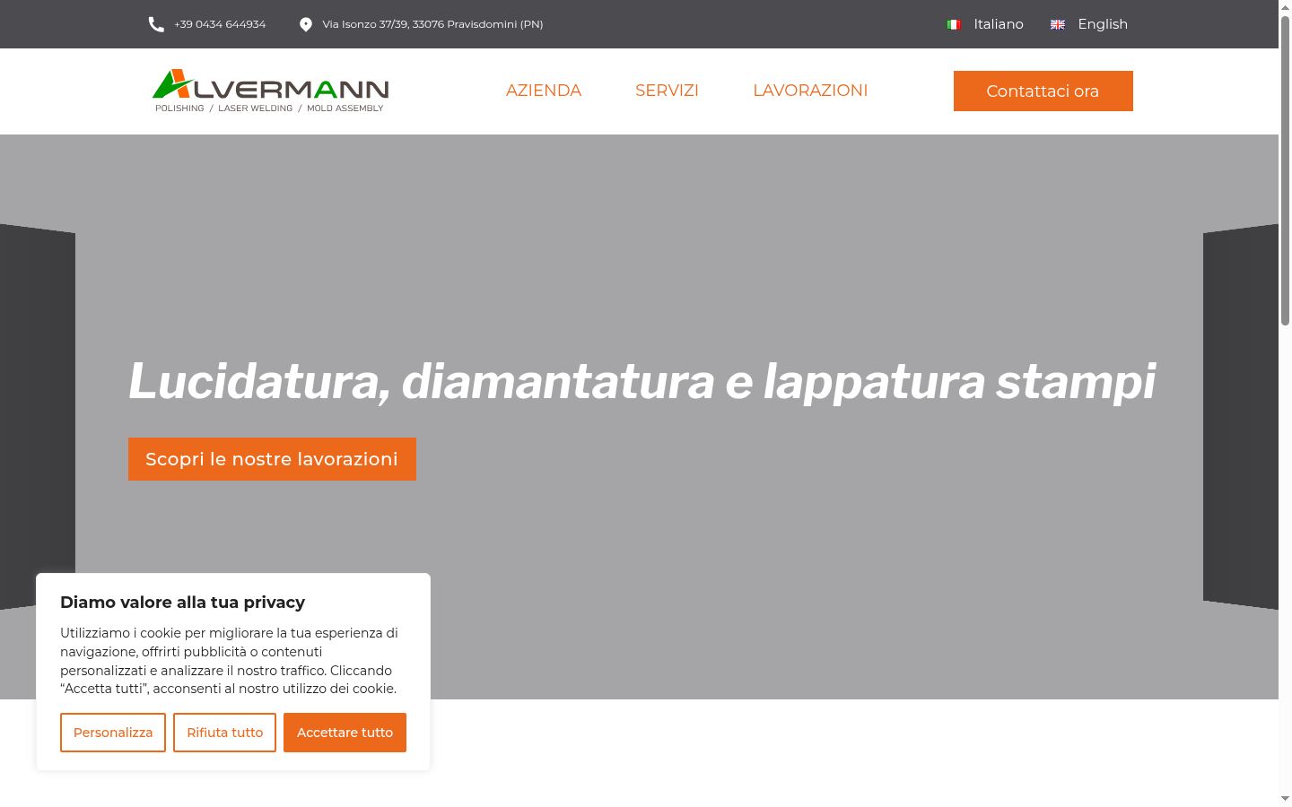 Screenshot del banner di consenso mostrato prima di qualsiasi interazione