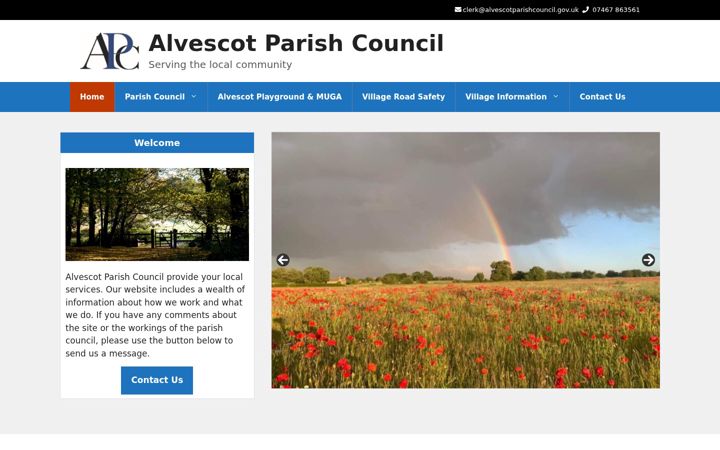 Screenshot of alvescotparishcouncil.gov.uk