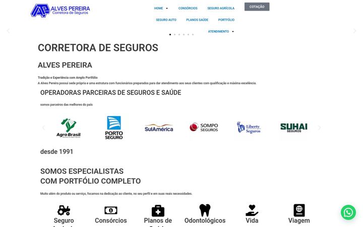 Snímek obrazovky alvespereiraseguros.com.br
