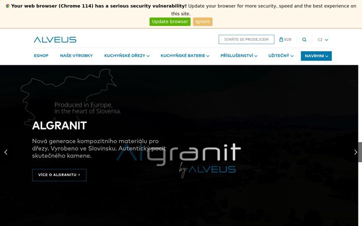 Captură de ecran a alveus.cz