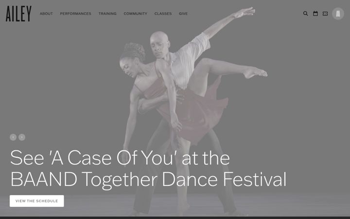 Screenshot του alvinailey.org