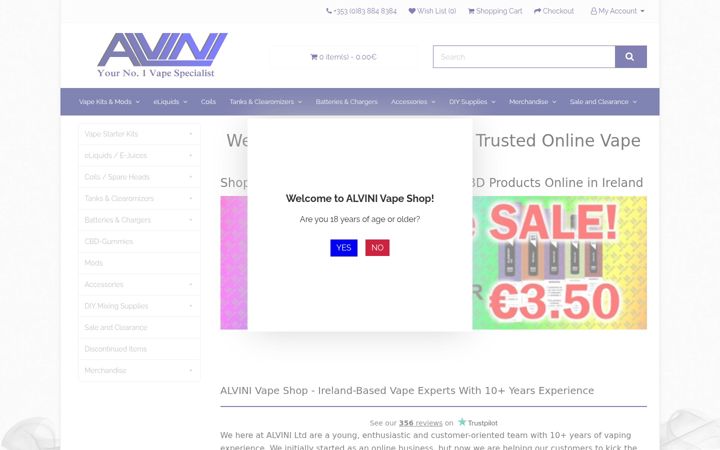 Screenshot of alvini.ie
