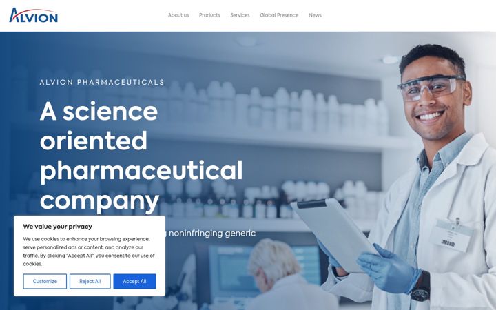 Ekrano kopija alvionpharma.com