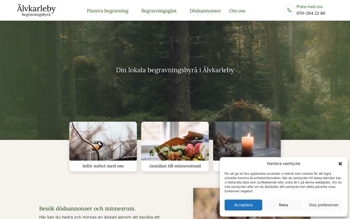 Screenshot of alvkarlebybegravningsbyra.se