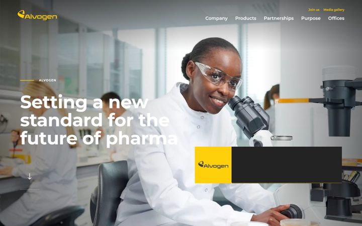 Screenshot of alvogen.com