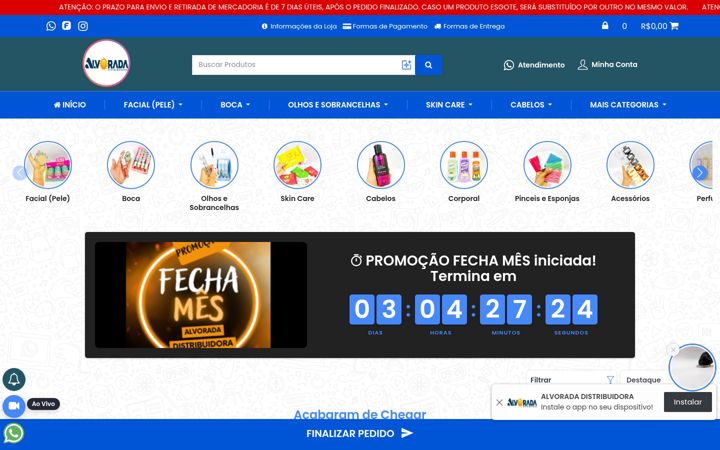 Captură de ecran a alvoradadistribuidora.com.br