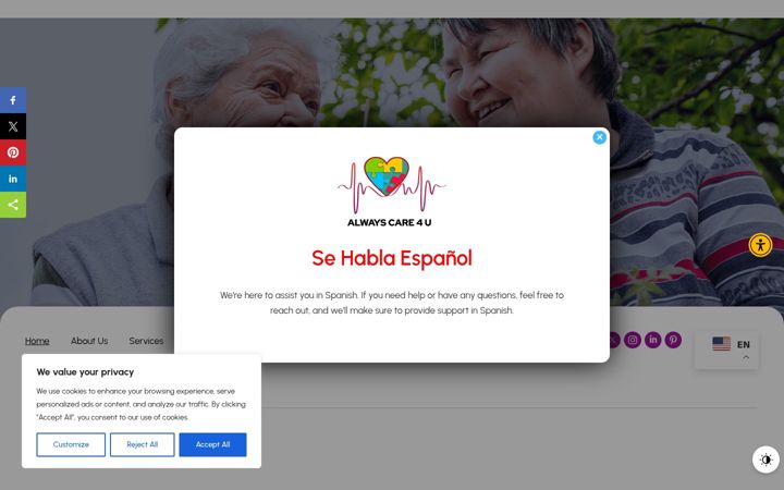 Snímek obrazovky alwayscare4u.com