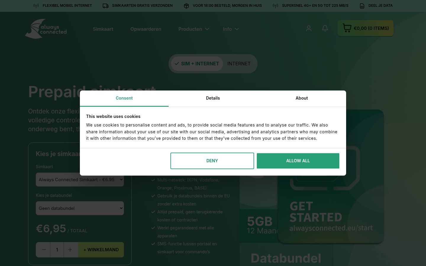Zrzut ekranu banera zgody wyświetlanego przed jakąkolwiek interakcją