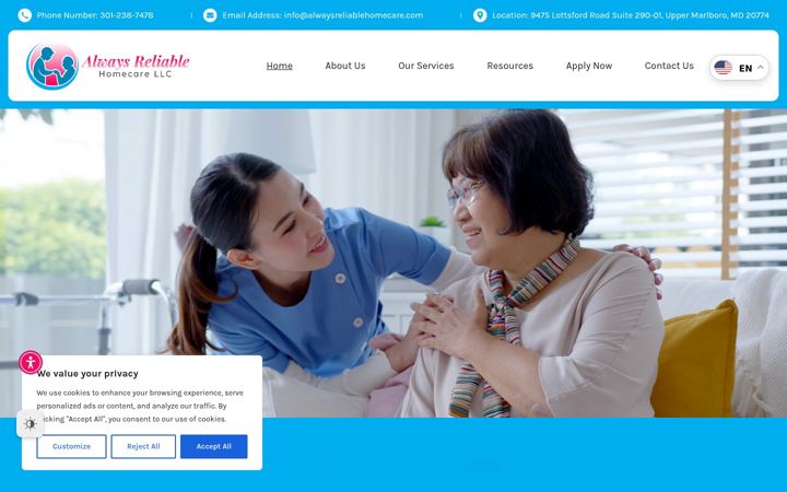 Képernyőkép: alwaysreliablehomecare.net