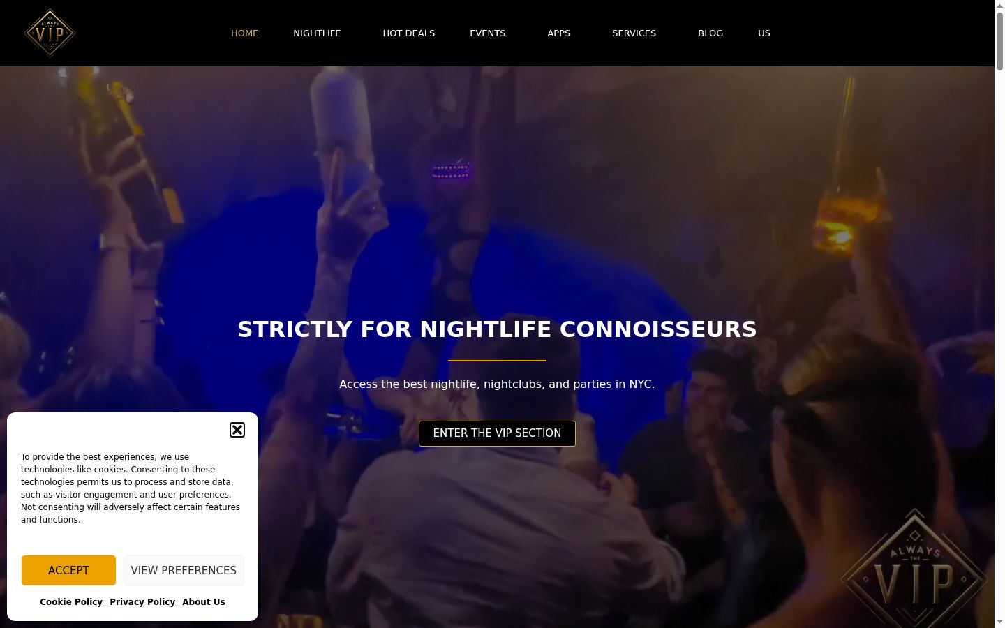 Screenshot del banner di consenso mostrato prima di qualsiasi interazione